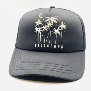 Billabong Moon Palm Trees Black Mesh Snapback Hat Cap
